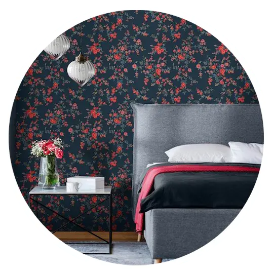 Red Floral Bedroom Wallpaper