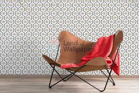 White pattern living room wallpaper