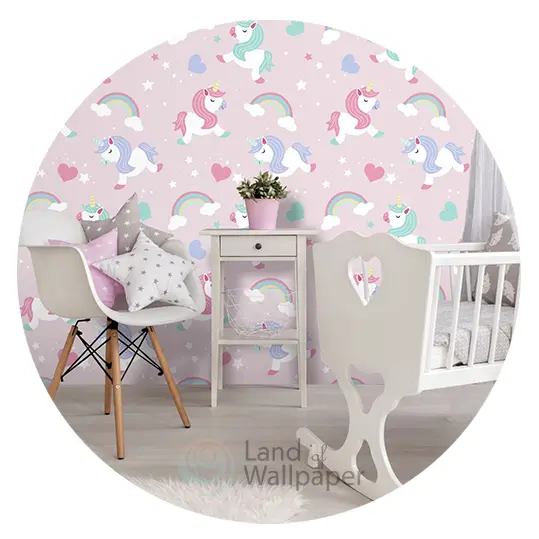 unicorn kids room wallpaper